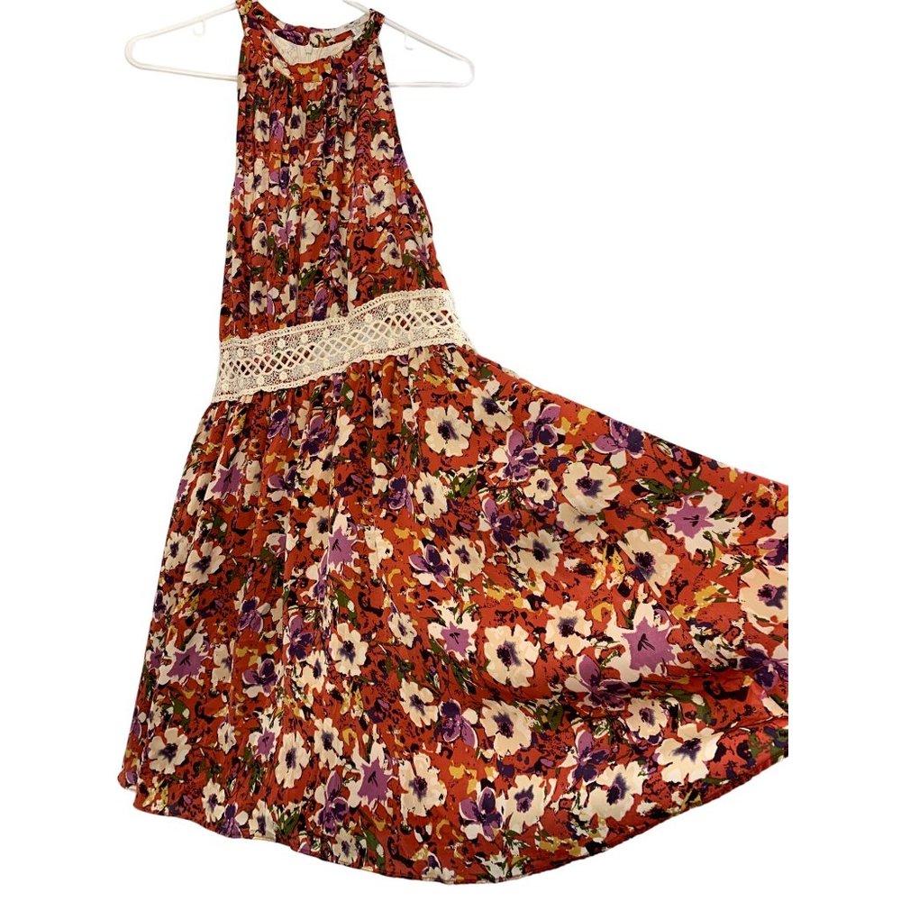 NWT Miss Me Floral Halter Blousen Dress Crochet Sz Large 6741 Spring Summer - Picture 2 of 14